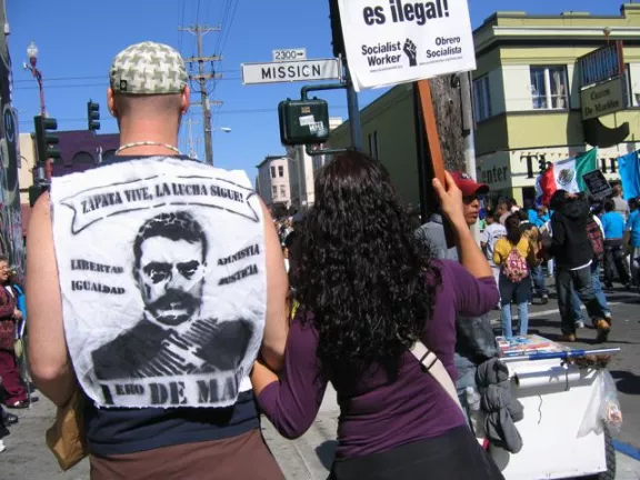 SF Protest May Day 2008 Zapata Vive fabric