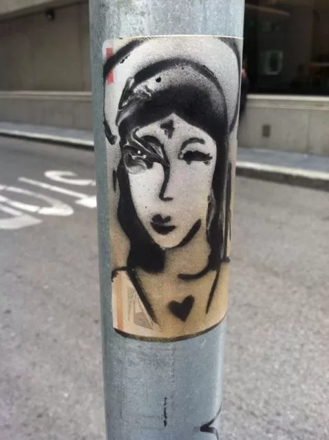 SF Financial District black heart woman sticker