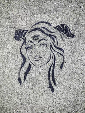 SF SoMa 3-eyed horned woman