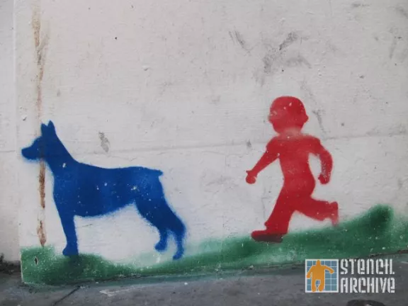 SF Tenderloin childrunning dog
