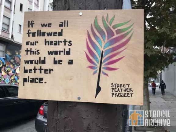 SF Mission Street Feather Project on wood