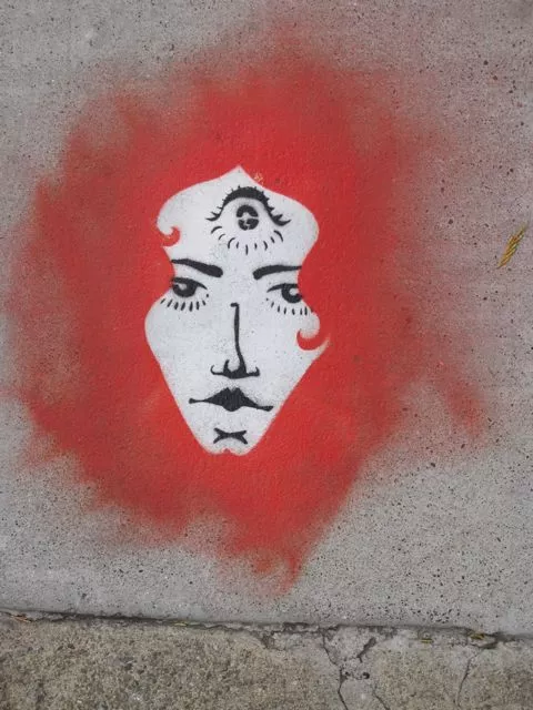 SF Mission face in red