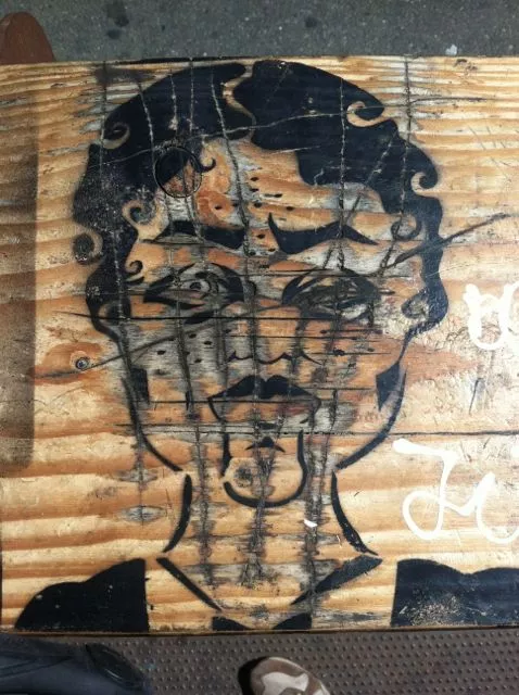 SF Mission face on wood