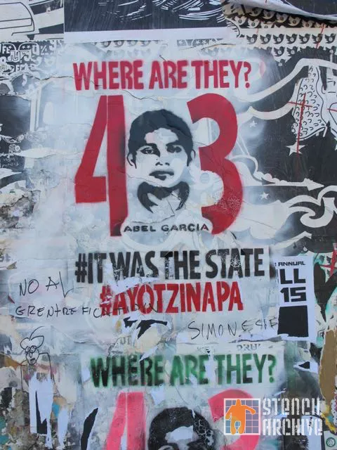 SF Valencia St. DAP wall Ayotzinapa 43