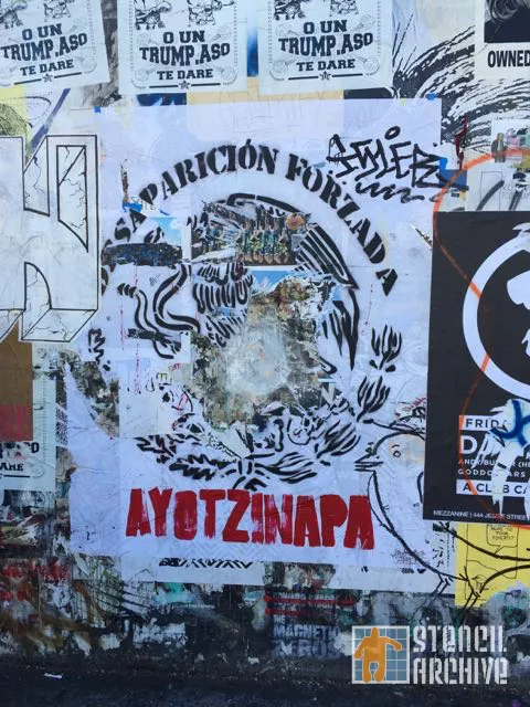 SF Valencia St. DAP wall Ayotzinapa Poster