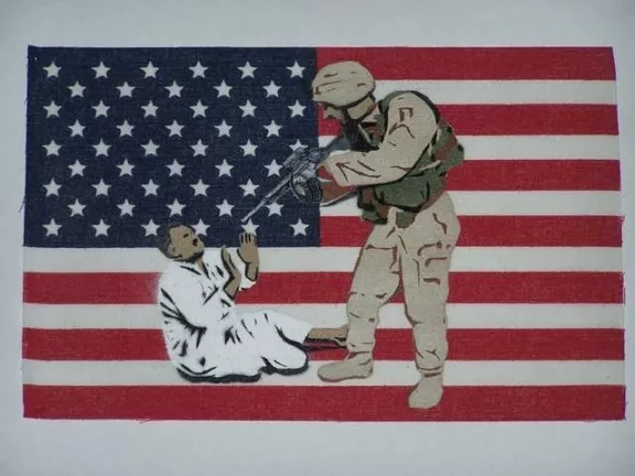WI Crass sprayed flag