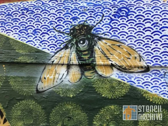 Peat EYEZ Clarion Alley mural detail moth