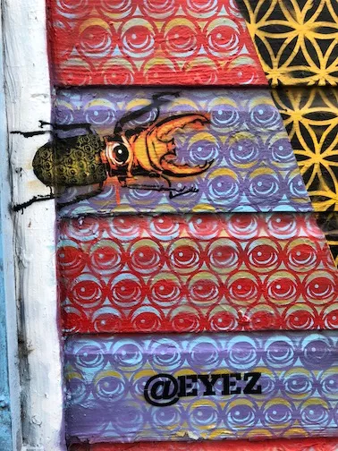 Peat EYEZ Clarion Alley mural beetle detail