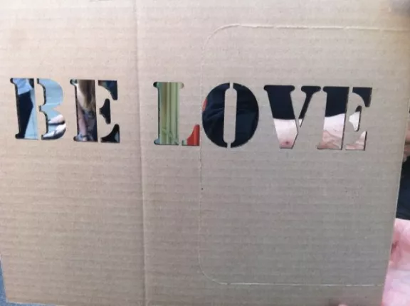 CA East Bay Oakland Art Murmur Be Love cut out