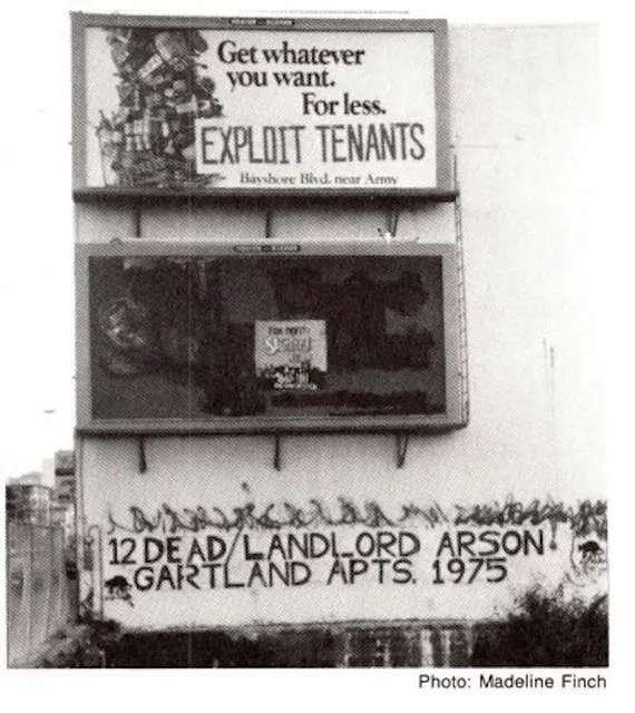SF Bay Area 1983 12 Dead Landlord Arson ph M Finch Community Mural mag