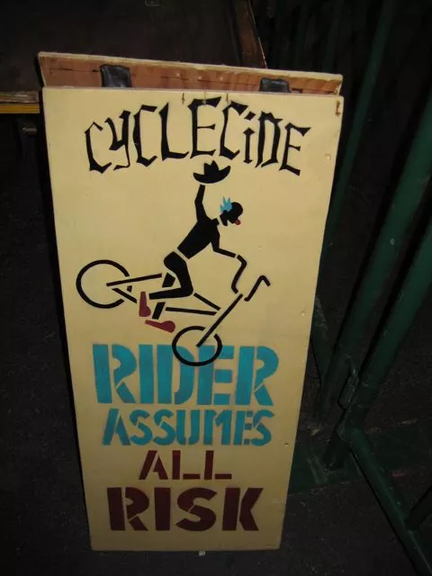 CA San Mateo Cyclecide Sign