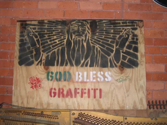MI Detroit Trumbull God Bless Graffiti