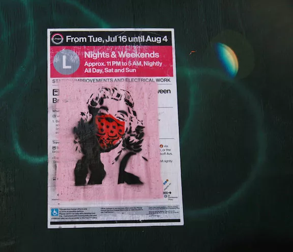 NYC masked wheatpaste photo by j rojo for BSA