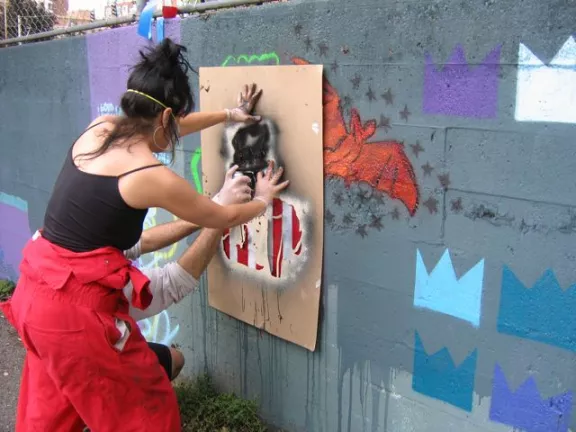 WA Seattle Stencil Jam painting Uncle Sam
